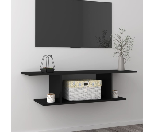 Mueble de TV de pared negro brillo 103x30x26,5 cm