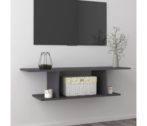 vidaXL Mueble de TV de pared gris brillo 103x30x26,5 cm