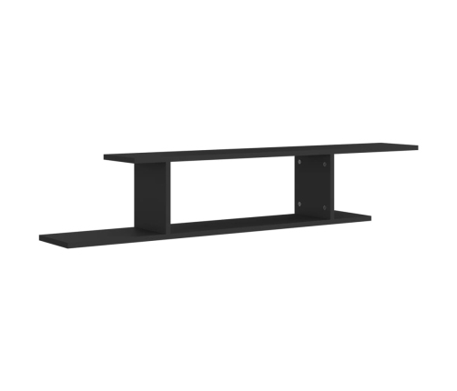 Estante de pared para TV madera contrachapada negro 125x18x23cm