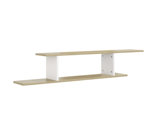 vidaXL Estante de pared de TV contrachapado blanco y roble 125x18x23cm