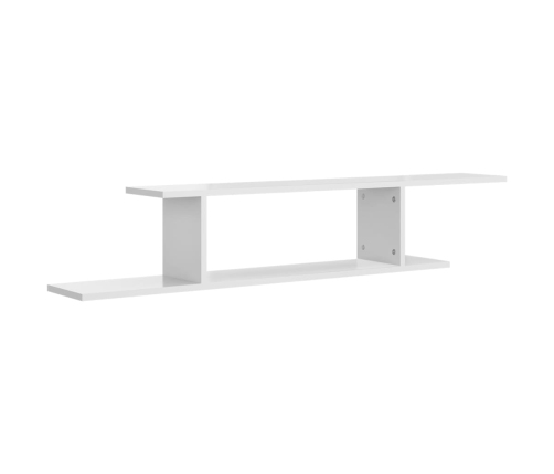 vidaXL Estante de pared de TV contrachapado blanco brillo 125x18x23 cm