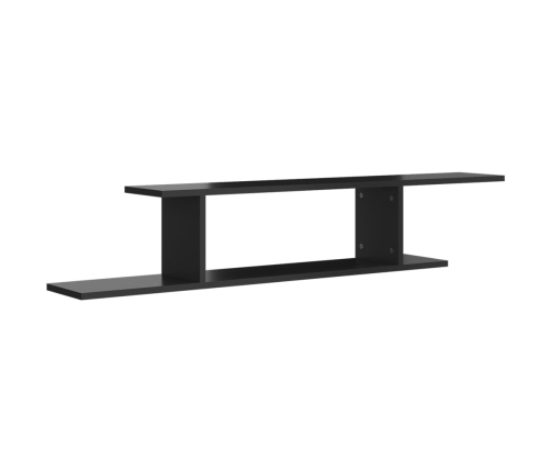 Estante de pared para TV contrachapado negro brillo 125x18x23cm