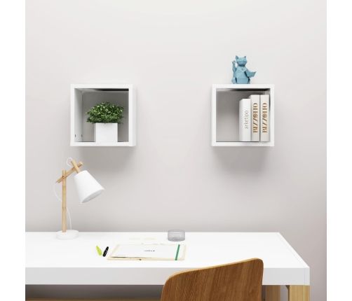 Estantes cubo de pared 2 unidades blanco 30x15x30 cm