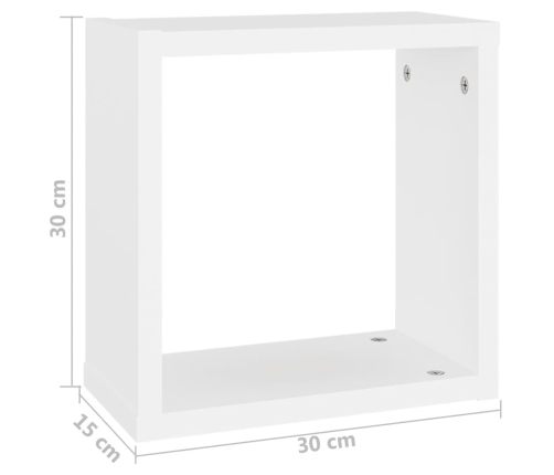 Estantes cubo de pared 2 unidades blanco 30x15x30 cm