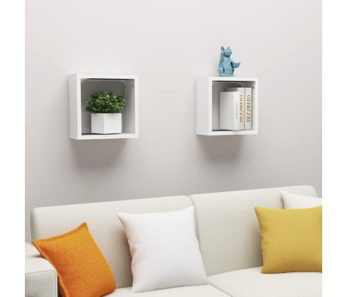 Estantes cubo de pared 2 unidades blanco 30x15x30 cm