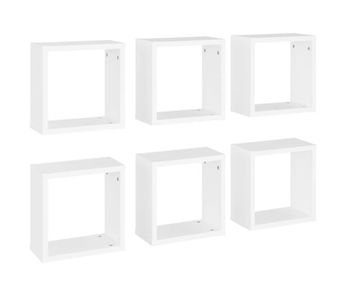 Estantes cubo de pared 6 unidades blanco 30x15x30 cm