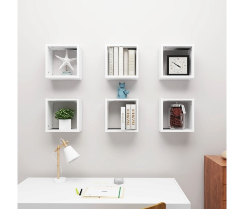 vidaXL Estantes cubo de pared 6 unidades blanco 30x15x30 cm