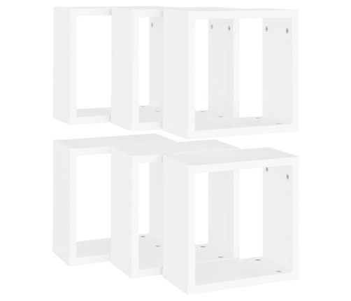 vidaXL Estantes cubo de pared 6 unidades blanco 30x15x30 cm