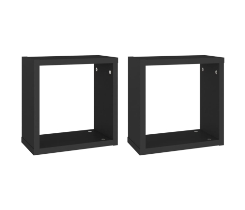 vidaXL Estante cubo pared 2 uds negro 30x15x30 cm