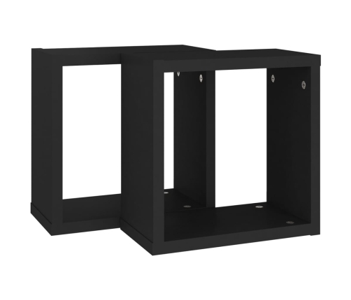 vidaXL Estante cubo pared 2 uds negro 30x15x30 cm