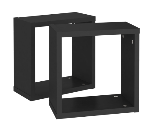 vidaXL Estante cubo pared 2 uds negro 30x15x30 cm