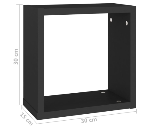 vidaXL Estante cubo pared 2 uds negro 30x15x30 cm