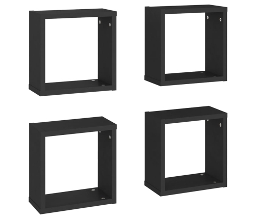 vidaXL Estante cubo pared 4 uds negro 30x15x30 cm