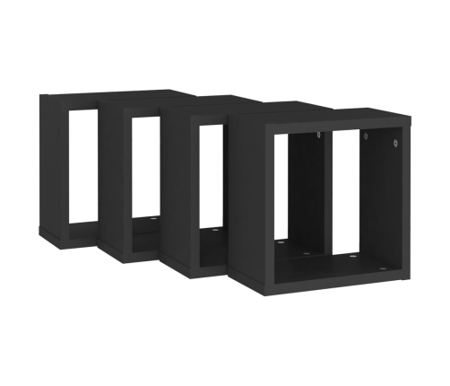 vidaXL Estante cubo pared 4 uds negro 30x15x30 cm