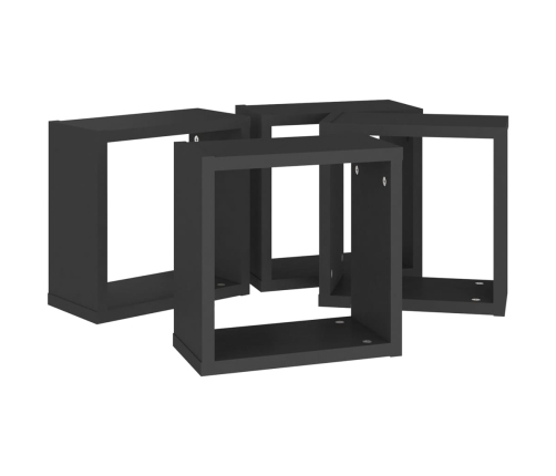 vidaXL Estante cubo pared 4 uds negro 30x15x30 cm