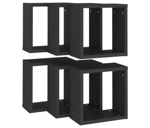 Estante cubo pared 6 uds negro 30x15x30 cm