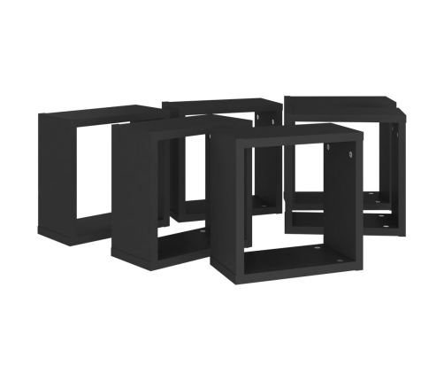 Estante cubo pared 6 uds negro 30x15x30 cm