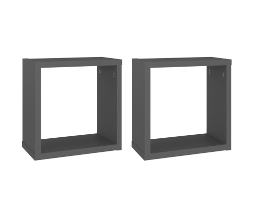 vidaXL Estantes cubo de pared 2 unidades gris 30x15x30 cm