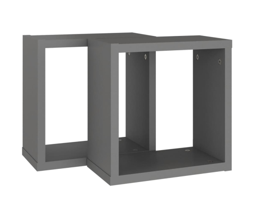 vidaXL Estantes cubo de pared 2 unidades gris 30x15x30 cm