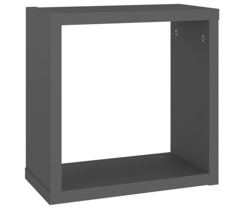 vidaXL Estantes cubo de pared 2 unidades gris 30x15x30 cm