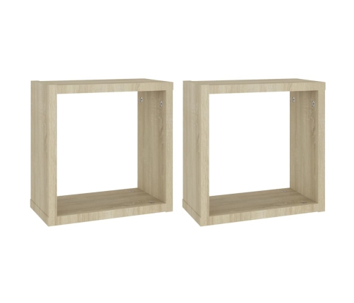 vidaXL Estantes cubo de pared 2 unidades roble Sonoma 30x15x30 cm