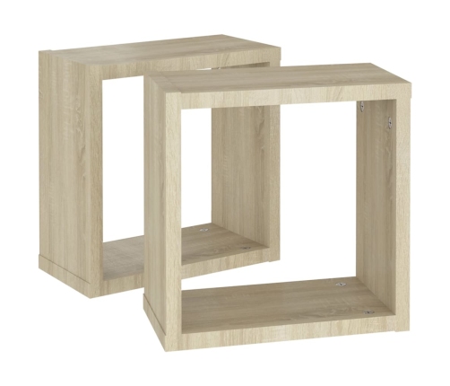 vidaXL Estantes cubo de pared 2 unidades roble Sonoma 30x15x30 cm