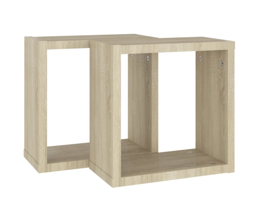 vidaXL Estantes cubo de pared 2 unidades roble Sonoma 30x15x30 cm