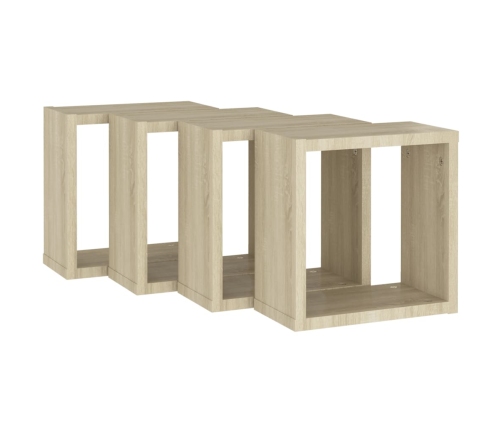 vidaXL Estantes cubo de pared 4 unidades roble Sonoma 30x15x30 cm