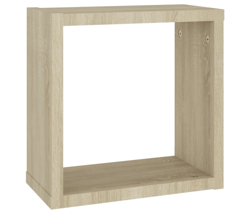 vidaXL Estantes cubo de pared 4 unidades roble Sonoma 30x15x30 cm