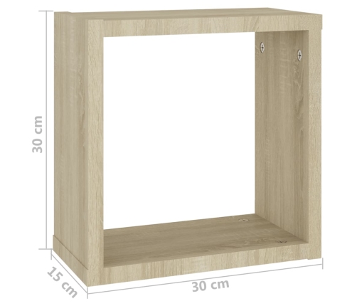 vidaXL Estantes cubo de pared 4 unidades roble Sonoma 30x15x30 cm