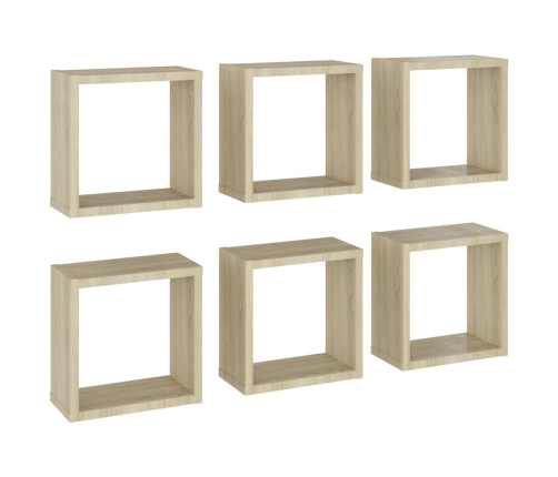 Estantes cubo de pared 6 unidades roble Sonoma 30x15x30 cm