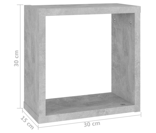 Estantes cubo de pared 2 unidades gris hormigón 30x15x30 cm