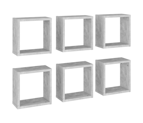 vidaXL Estantes cubo de pared 6 unidades gris 30x15x30 cm