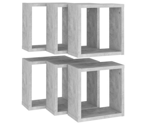 vidaXL Estantes cubo de pared 6 unidades gris 30x15x30 cm