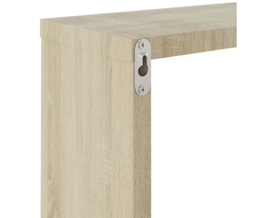 Estantes cubo de pared 2 uds blanco y roble Sonoma 30x15x30 cm