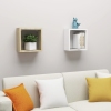 Estantes cubo de pared 2 uds blanco y roble Sonoma 30x15x30 cm