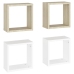 Estantes cubo de pared 4 uds blanco y roble Sonoma 30x15x30 cm