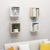 Estantes cubo de pared 4 uds blanco y roble Sonoma 30x15x30 cm