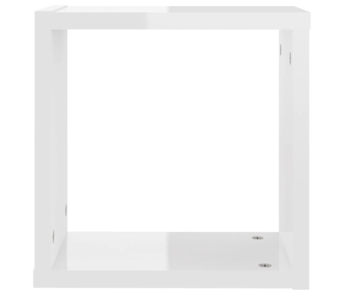 Estantes cubo de pared 2 unidades blanco brillo 30x15x30 cm