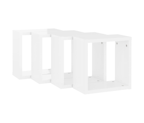 Estantes cubo de pared 4 unidades blanco brillo 30x15x30 cm