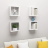 Estantes cubo de pared 4 unidades blanco brillo 30x15x30 cm