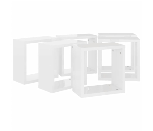 Estantes cubo de pared 6 unidades blanco brillo 30x15x30 cm