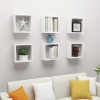 Estantes cubo de pared 6 unidades blanco brillo 30x15x30 cm