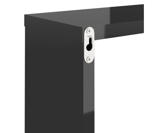 vidaXL Estantes cubo de pared 4 unidades negro brillo 30x15x30 cm