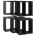 vidaXL Estantes cubo de pared 6 unidades negro brillo 30x15x30 cm