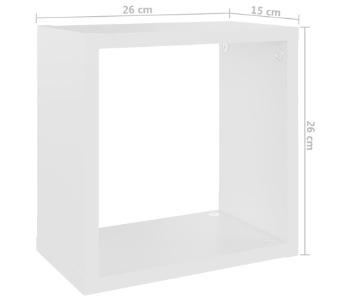 Estantes cubo de pared 2 unidades blanco 26x15x26 cm