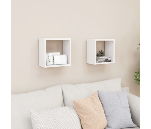 Estantes cubo de pared 2 unidades blanco 26x15x26 cm