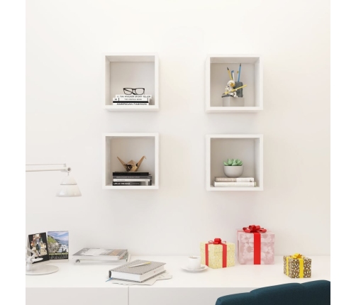 vidaXL Estantes cubo de pared 4 unidades blanco 26x15x26 cm