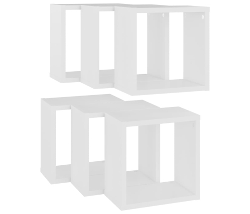 Estantes cubo de pared 6 unidades blanco 26x15x26 cm