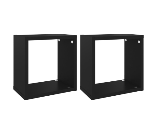 Estantes cubo de pared 2 unidades negro 26x15x26 cm